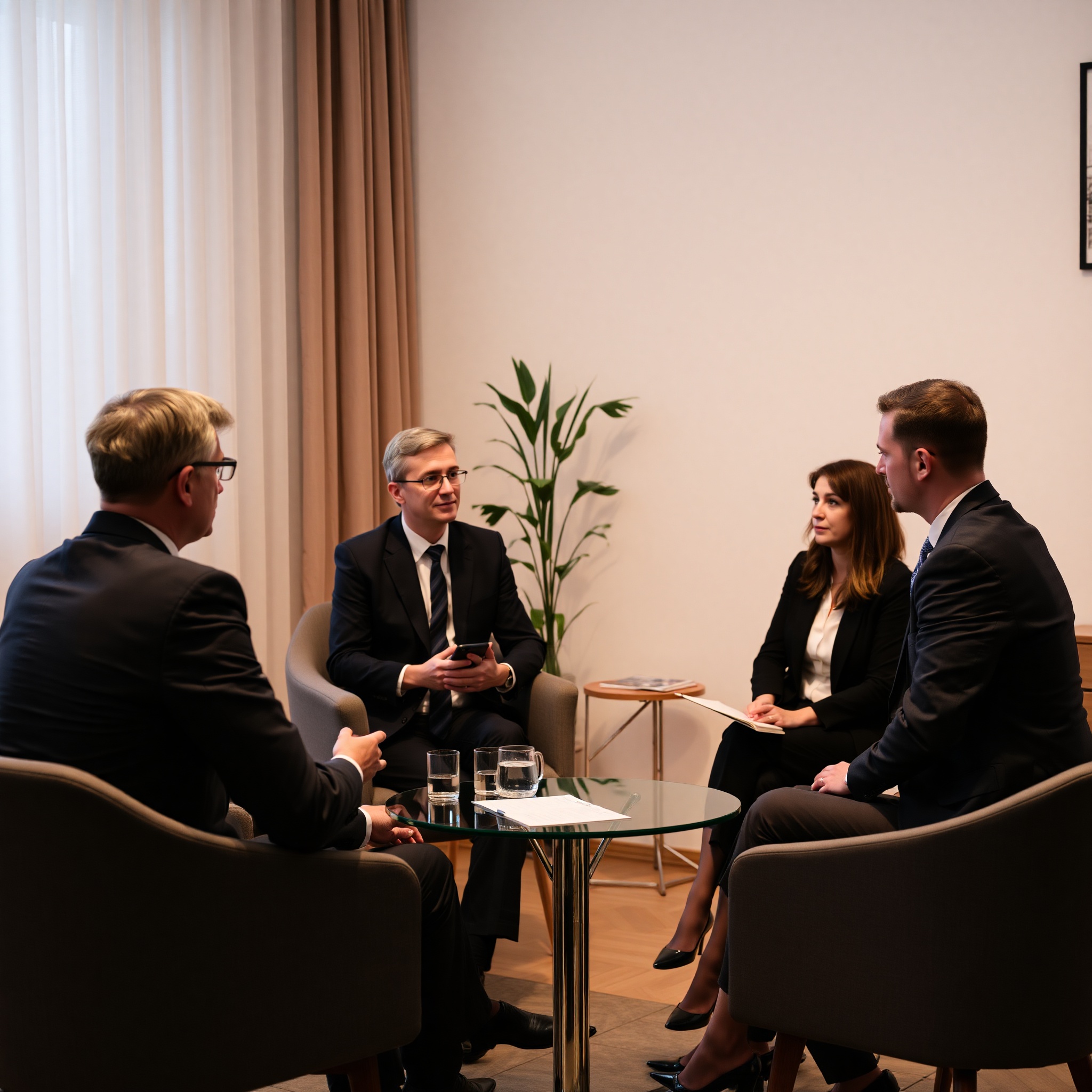 Real estate dispute mediation session with lawyer and disputing parties